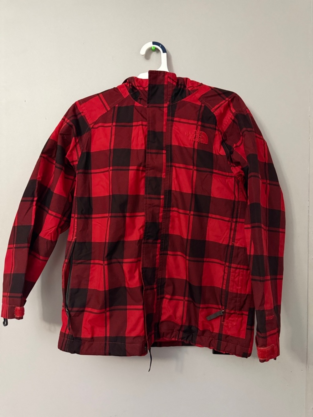 The North Face Red and Black Plaid Hooded Shell